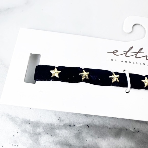 Ettika Revolve Black Velvet Gold Star Choker Necklace NWT - Picture 3 of 6